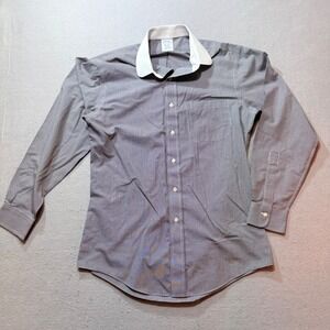 Brooks Brothers Classic 15-33 Gray Gingham Check Dress‎ Shirt White Collar